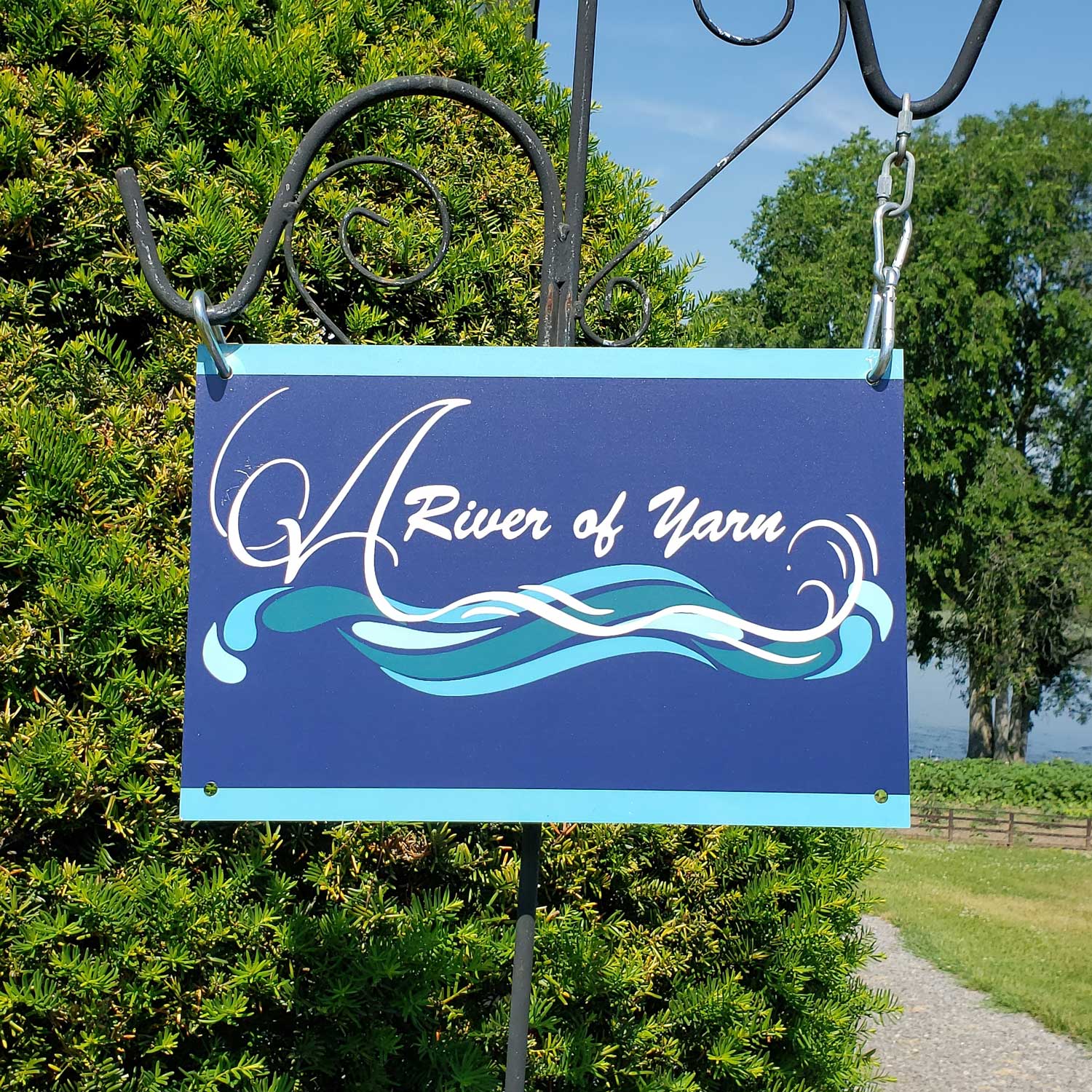A River of Yarn Outdoor Sign