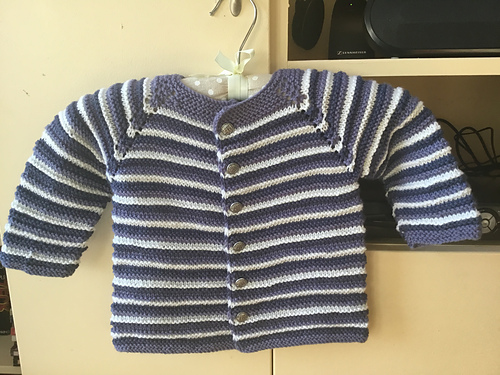 Hand Knit Black and White Striped Baby Sweater